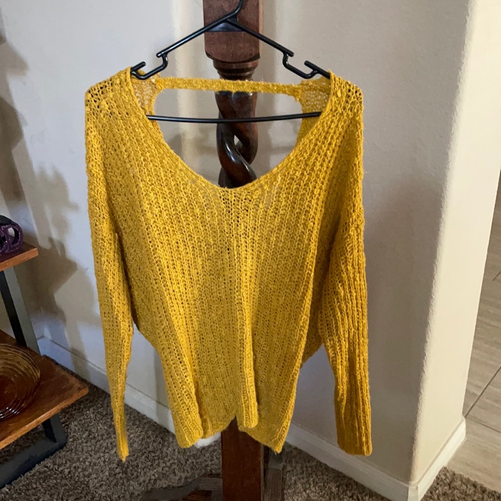 Mustard twist back sweater